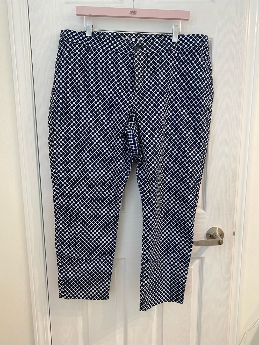 GAP women’s Navy and White Geometric Straight Leg Pants size 16